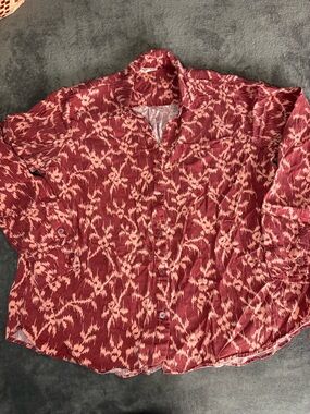 Knox is Rose XXL Rust and Blush Ikat Button-Down Shirt